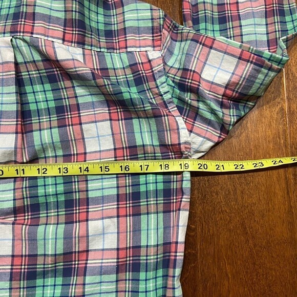 Vineyard Vines Whale Button Down Plaid Green Pink Shirt Cotton Men's Size XS - Picture 6 of 9